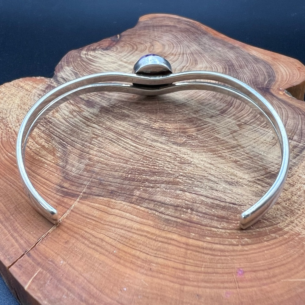 Native American Sterling Silver Charoite Cuff - Picture 5 of 10